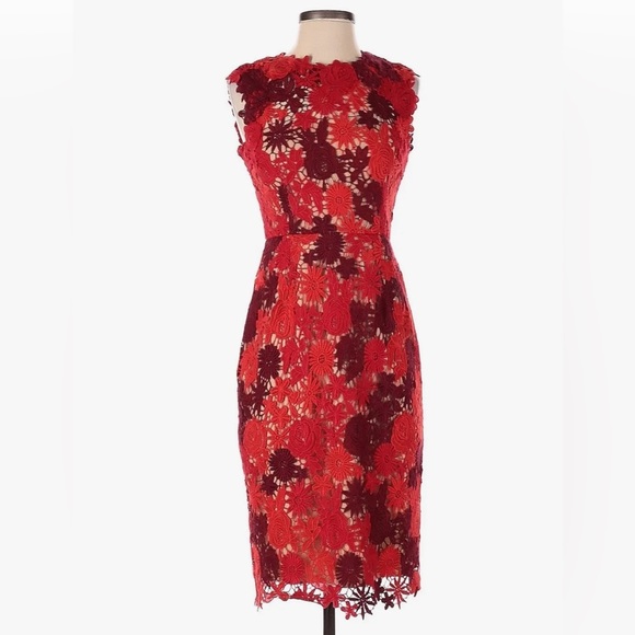 HD in Paris Dresses & Skirts - Anthropologie HD In Paris Floral Lace Sheath Dress Red, Size 12